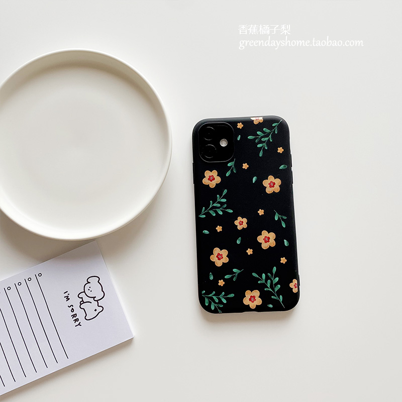 ins风复古小花适用iPhon11/12proMax苹果xr/15/13/14PLUS手机壳软