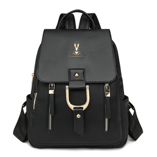 新款大容量PU双肩包女百搭出行旅游休闲书包时尚韩版轻便女士背包