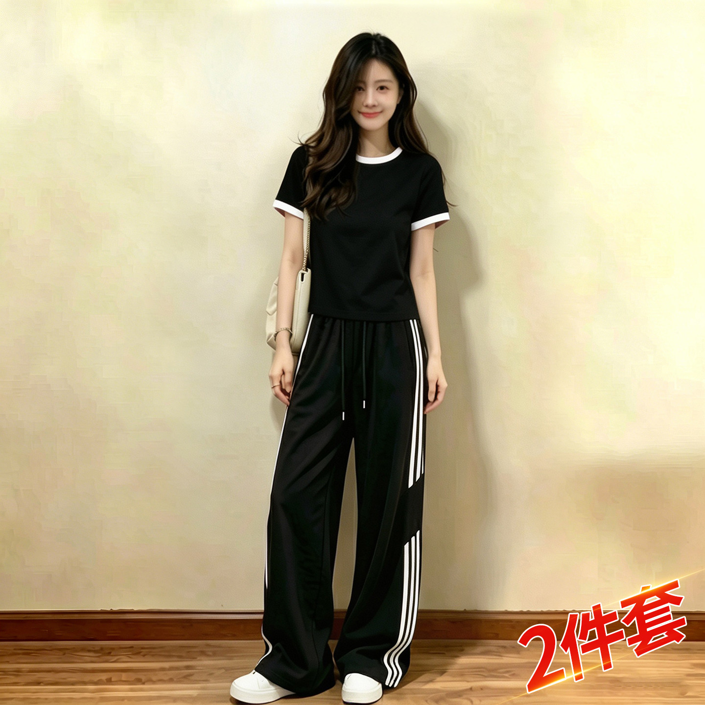 唐狮集团运动服套装女款2026新款夏季冰丝速干短袖t恤长裤一整套图片