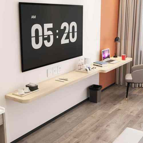 酒店家具电视一字台面组合写字桌宾馆民宿宿客房隔板式悬空电视柜