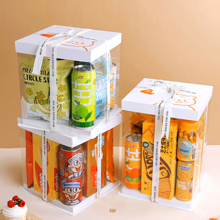 零食包装盒礼物六一儿童节大礼包生日礼品盒透明空盒惊喜蛋糕盒子