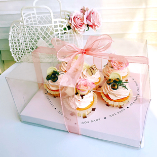 纸杯蛋糕包装盒6个装12粒装加高手提四/六/十二粒马芬杯子打包盒