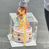 12寸加高四 六 网红全透明生日蛋糕盒4 十寸包装 八 盒子