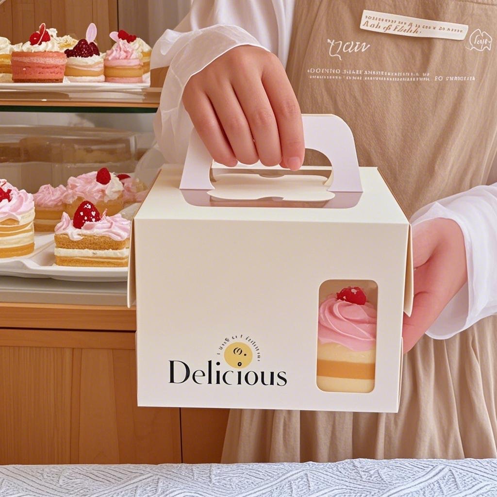 4寸手提蛋糕包装盒奶油风包装盒