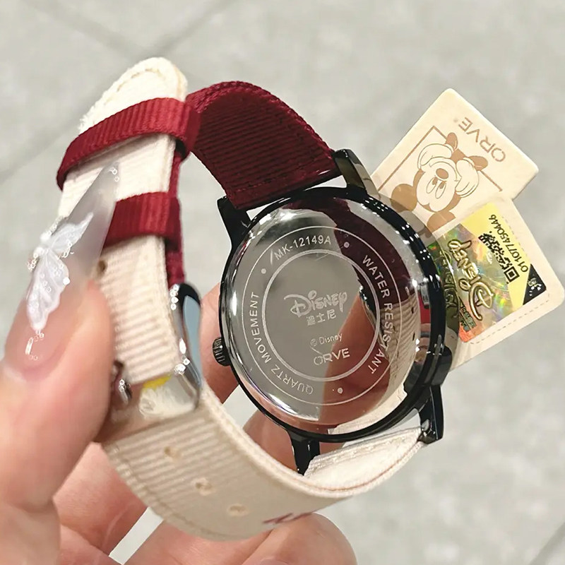 Disney迪士尼手表男女学生防水电子高中初中学生表卡通表帆布表带