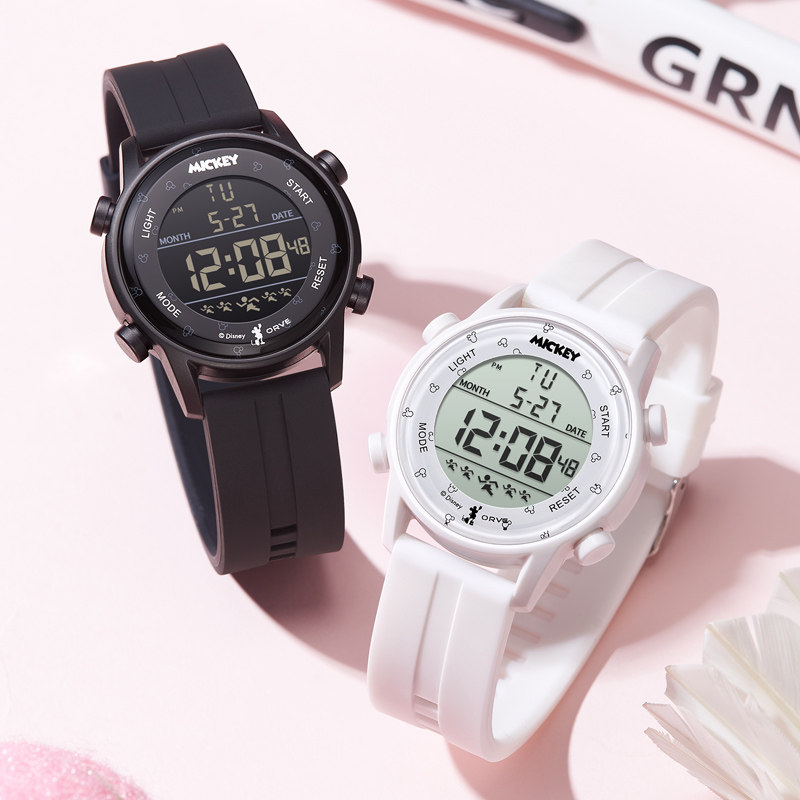 迪士尼手表男女款学生初高中生运动防水多功能电子表女士生日礼物