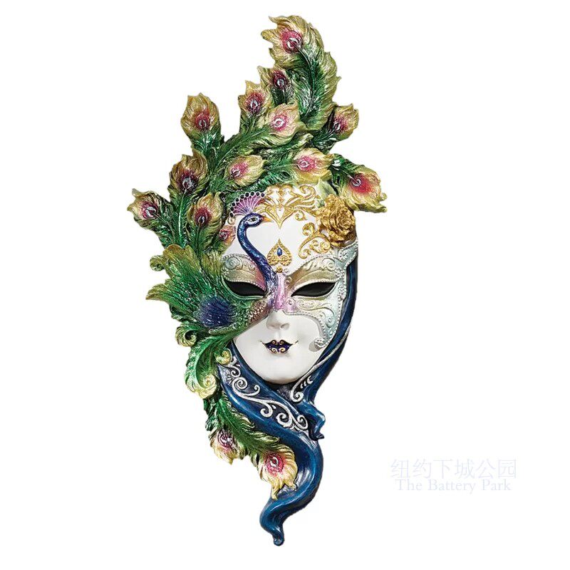 纽约下城公园进口正品威尼斯面具孔雀女伯爵炫彩壁饰墙面装饰