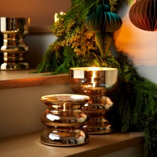 现 纽约下城公园进口流光溢彩水银玻璃金色飓风烛台花瓶