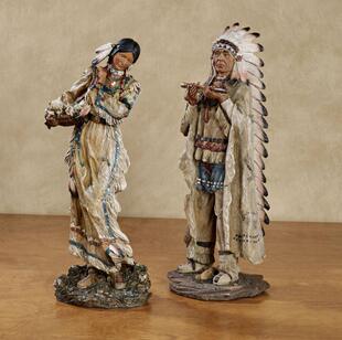 现 召唤印第安盛装 酋长 少女雕塑摆件 纽约下城公园进口远方