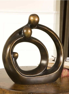 现 纽约下城公园进口uttermost温暖怀抱温馨三口之家抽象雕塑摆件