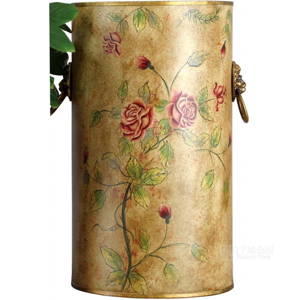 现 纽约下城公园进口代购娇嫩野玫瑰手绘古典伞架收纳桶入户43.1