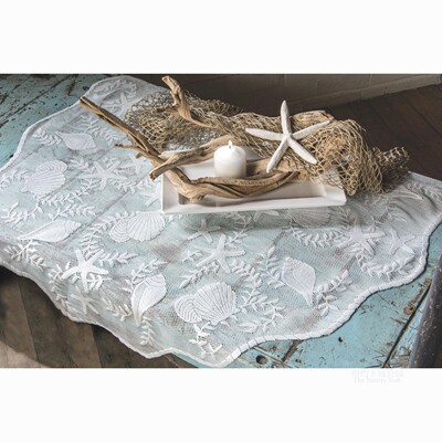 桌旗台布大海浪花贝壳