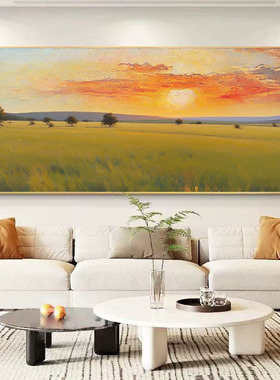 大芬村现代纯手绘油画金浪聚宝客厅沙发背景墙装饰画风景肌理挂画