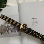网红同款 带潮 INS裤 皮带女免打孔PU皮镂空韩版 百搭金属腰带女时尚