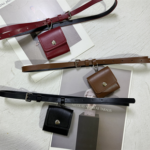 韩版 女 复古高级感红色腰带小腰包韩系简约搭配腰链2025年春夏新款