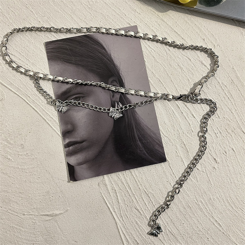 女金属链条复古蝴蝶腰链