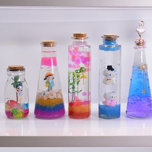 透明木塞玻璃瓶水宝宝带灯发光星空彩虹幸运漂流瓶 DIY创意许愿瓶