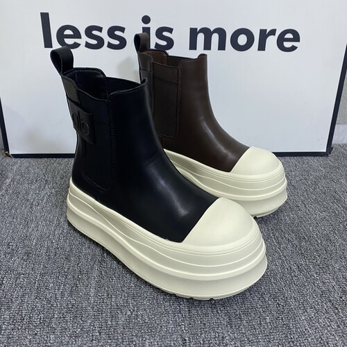 2025冬季女靴超轻松糕厚底加棉短靴真皮大棉马丁靴女棉鞋女潮鞋