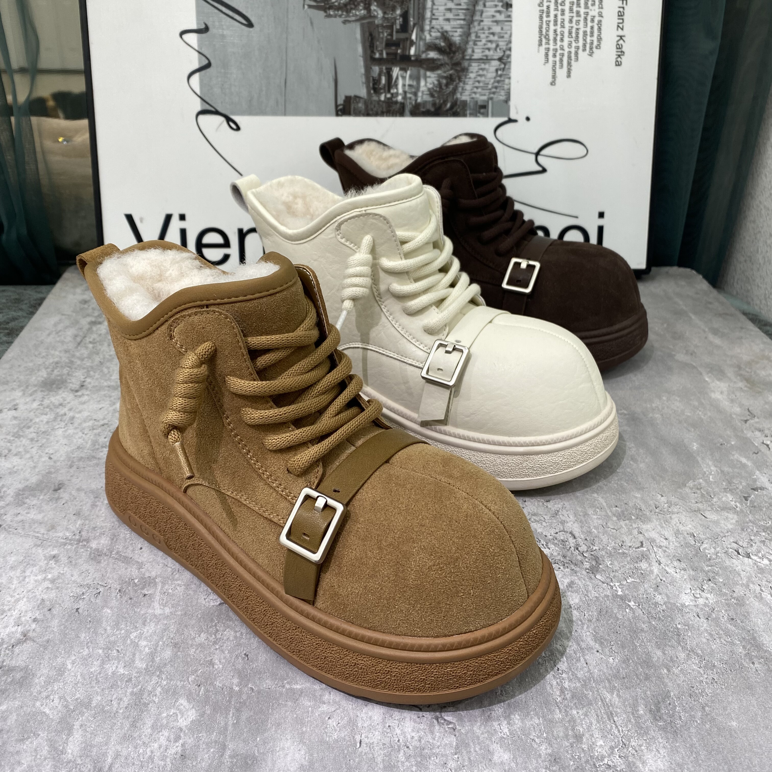 2025冬季女鞋防滑厚底羊毛雪地靴真皮厚棉女士潮靴女大棉鞋女潮靴,女鞋,时尚雪地靴,淘宝优惠券,粉丝福利购,淘宝优惠卷