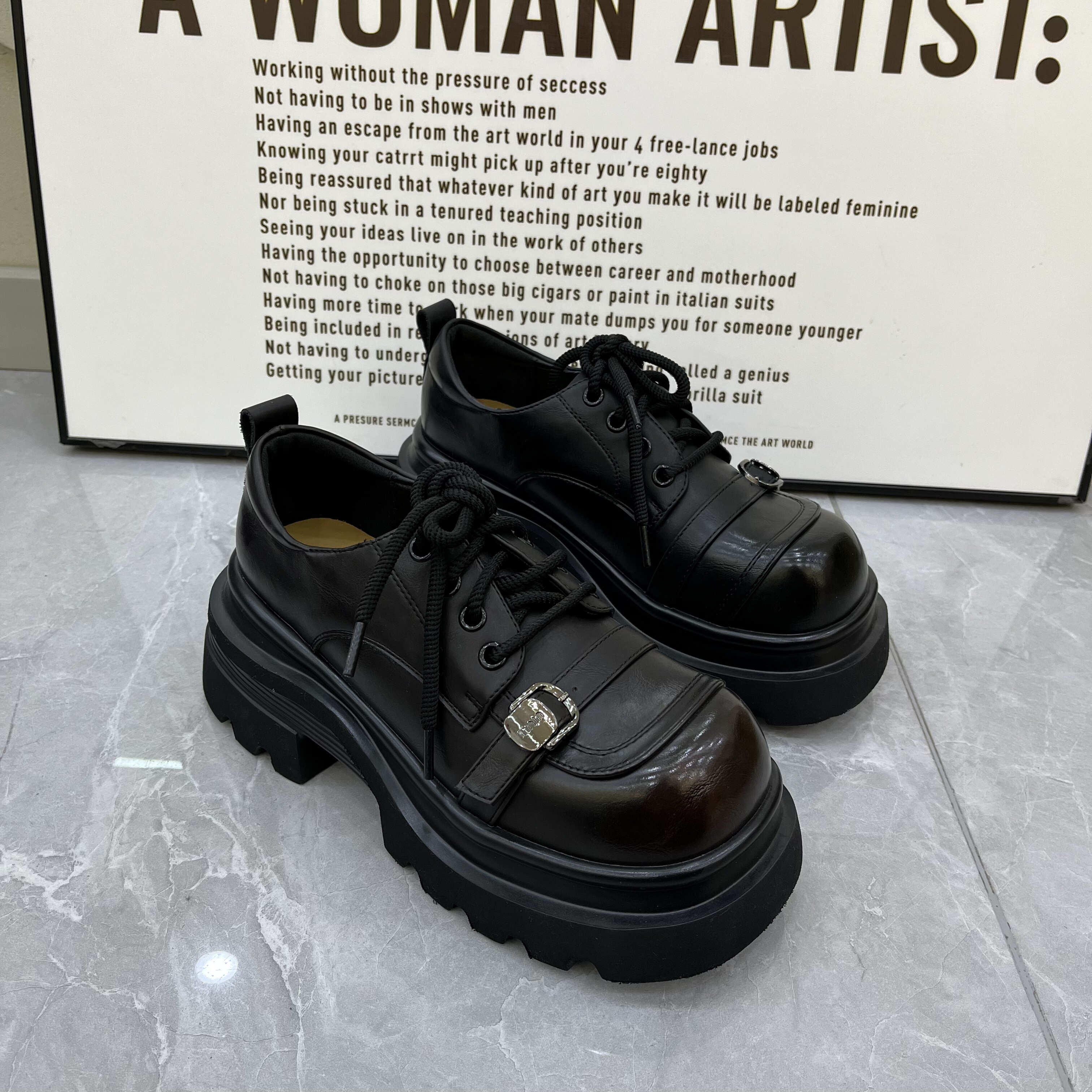 2026春季女鞋超轻松糕厚底低帮休闲鞋真皮女款乐福鞋系带女潮鞋,女鞋,乐福鞋（豆豆鞋）,淘宝优惠券,粉丝福利购,淘宝优惠卷