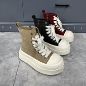 2026早春女靴超轻松糕厚底薄绒短靴真皮二棉马丁靴磨砂皮女潮靴