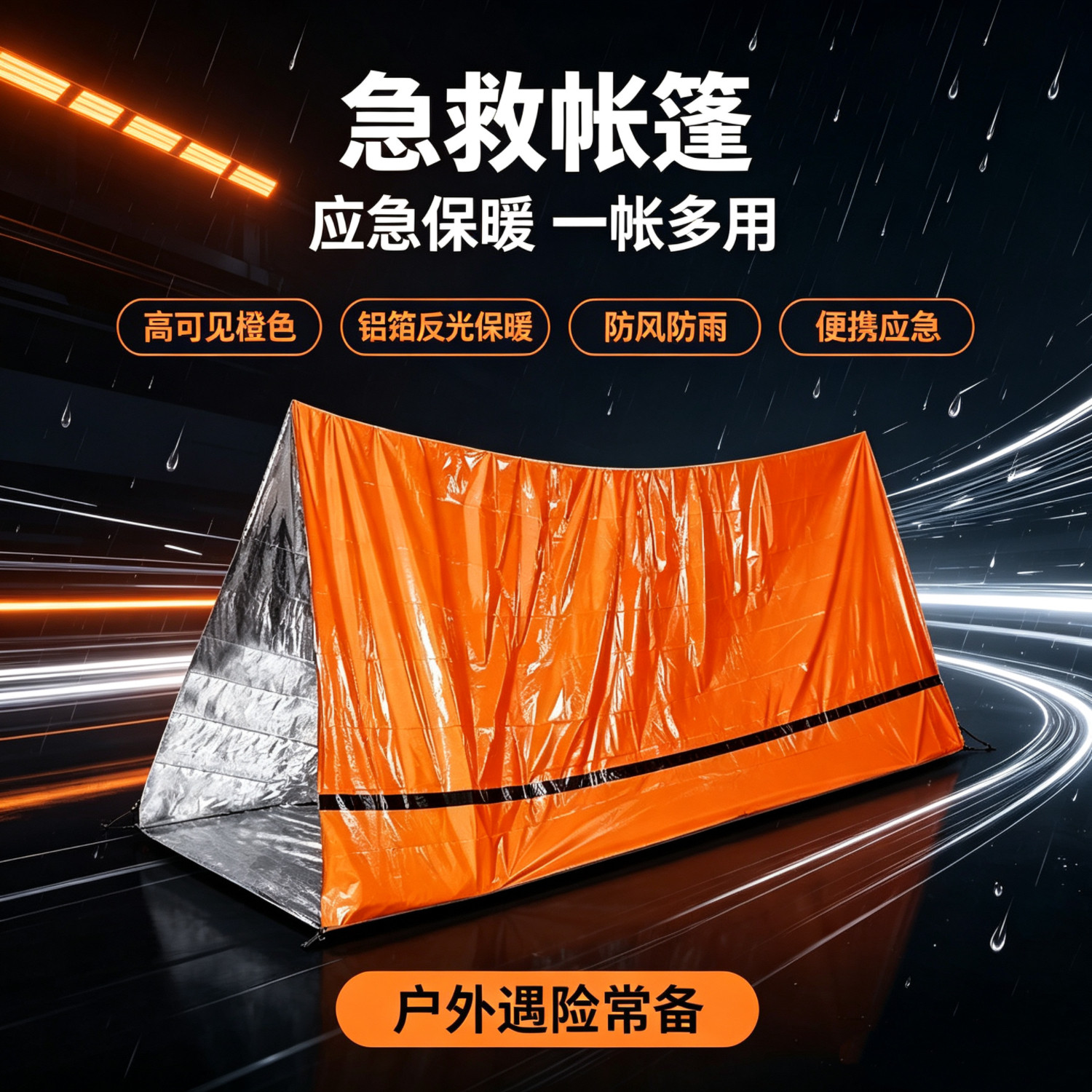户外简易帐篷PE急救便携帐篷保温毯保暖睡袋地震应急用品急救帐篷