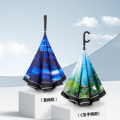 一键全收双层自动反向伞长柄雨伞加大加厚加固超大男女家用汽车伞