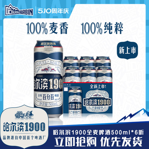 哈尔滨1900全麦啤酒500ml×6听