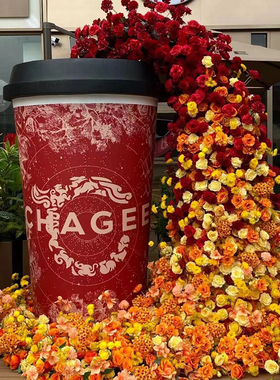 奶茶杯模型咖啡杯大摆件户外玻璃钢卡通模型网红拍照装饰雕塑定制