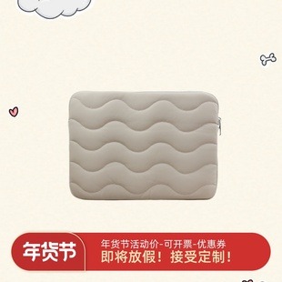 优质防水PU面料蓬松泡芙Puffy加绒内里防震适用苹果Macbook13.3air14/16Pro笔记本电脑内胆包保护套