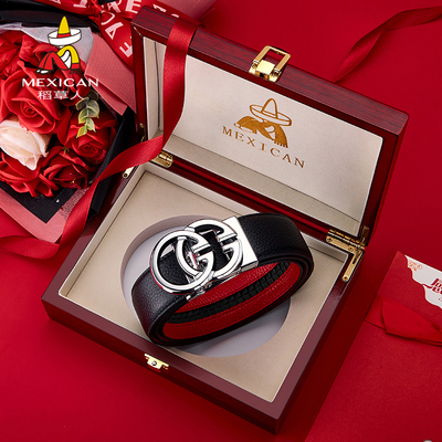 稻草人男头层牛皮合金