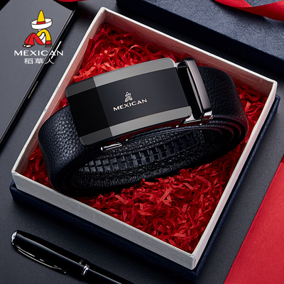 男士皮带头层牛皮男士稻草人