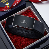 纯牛皮高档自动扣腰带休闲年轻人 2023新款 稻草人正品 休闲皮带男士