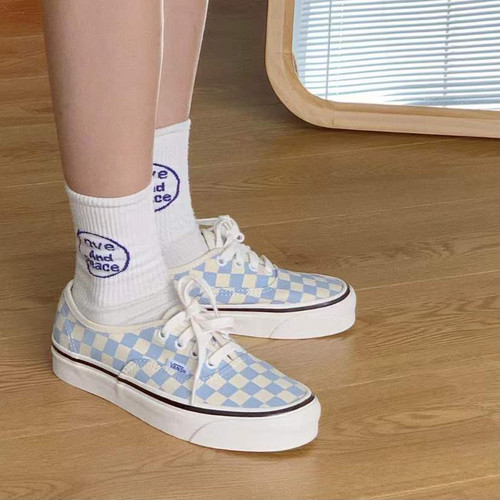 VANS蓝白棋盘格低帮帆布女鞋