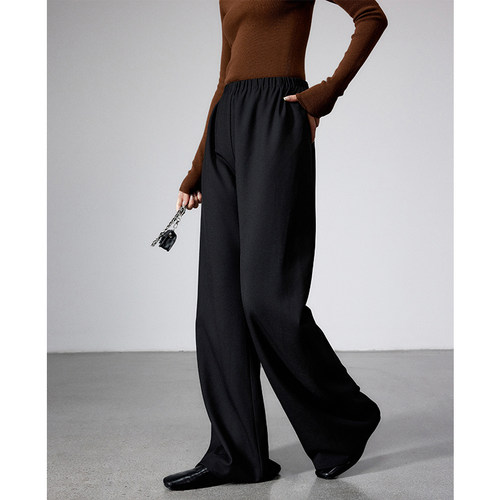 蝶之河通勤简约微喇阔腿休闲裤