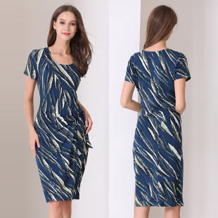 针织连衣裙2020新款 200斤休闲连身印花短袖 夏1638 女装 坏丫头大码