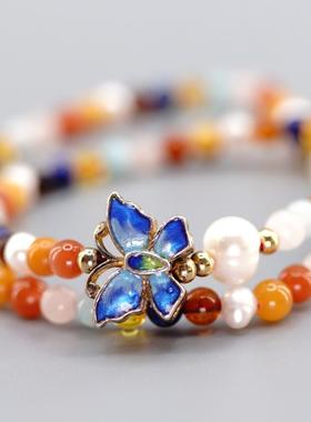 珐琅蝴蝶多宝双圈孤品手工