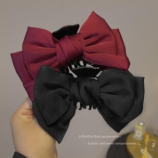 网红在逃公主头蝴蝶结抓夹女冬季气质发夹大号鲨鱼夹发卡头饰夹子