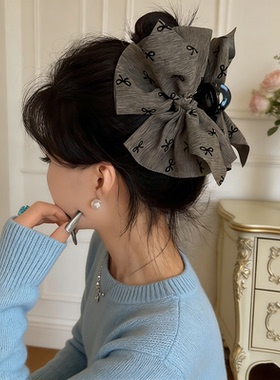 韩系高级感布艺大蝴蝶结发夹女时尚ins风鲨鱼夹气质百搭盘发抓夹