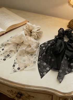 夏季雪纺纱蝴蝶结头绳发带女绑发网红优雅马尾皮筋发绳高级感发圈