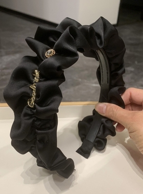 带齿网红蓬松加宽发箍2023字母新款宽边发卡发夹法式高颅褶皱头箍