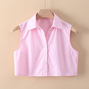女士V领衬衫假领子职业通勤打底衣领白棉免烫白领百搭假衬衣大码