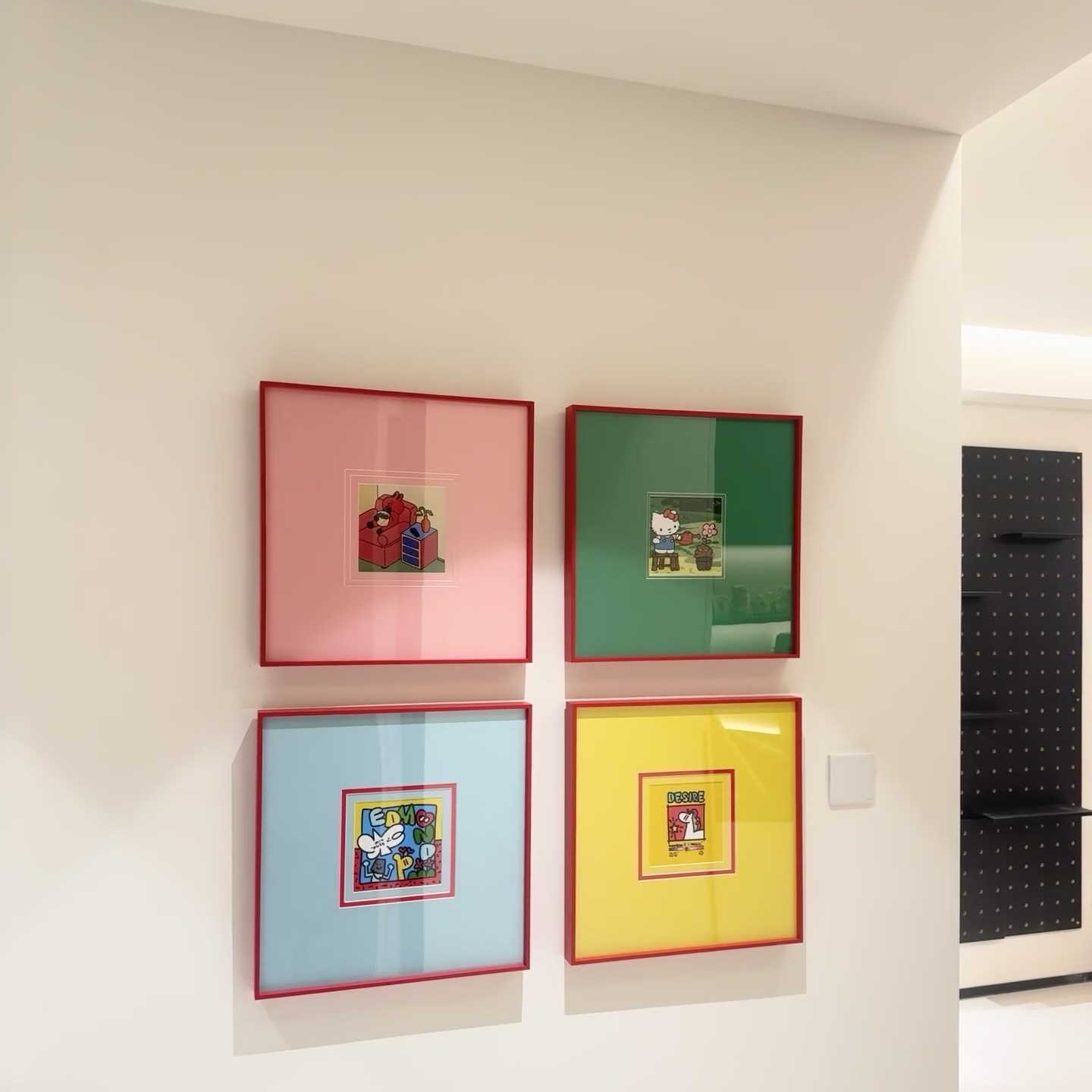 多巴胺撞色客厅卧室书房餐厅装饰画简约ins极简风组合画小众粉红