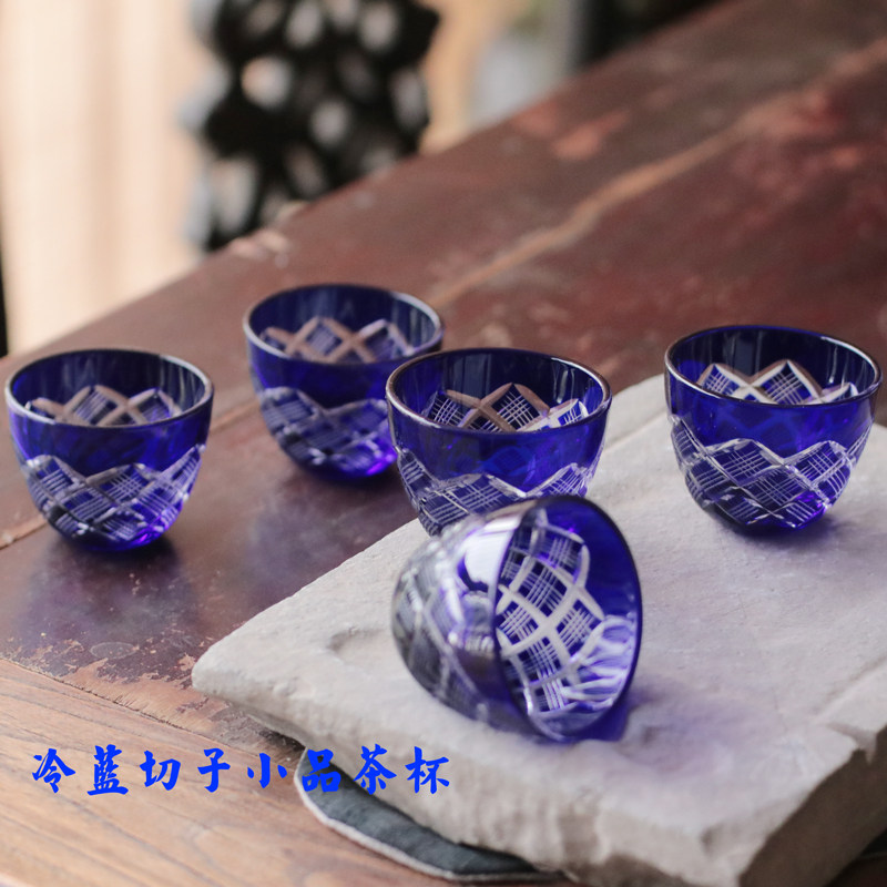 日本切子玻璃雕刻风品茶杯图片