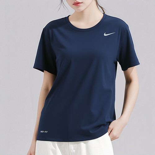 Nike耐克短袖运动T恤女深蓝色圆领舒适透气上衣IB8899-451-010