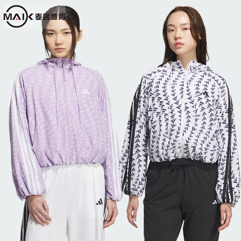 阿迪达斯女拒水满印花夹克外套