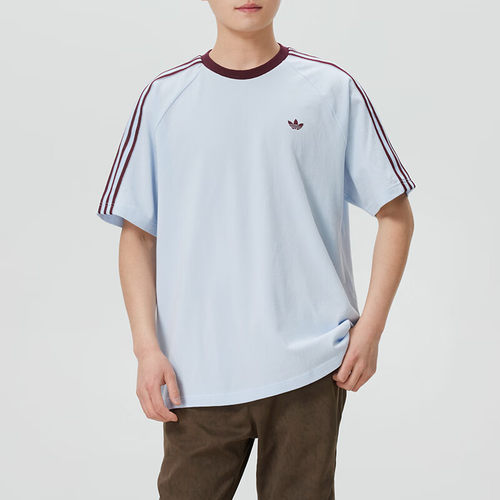 Adidas阿迪达斯短袖T恤男宽松撞色条纹休闲运动上衣HZ3831 HZ3830