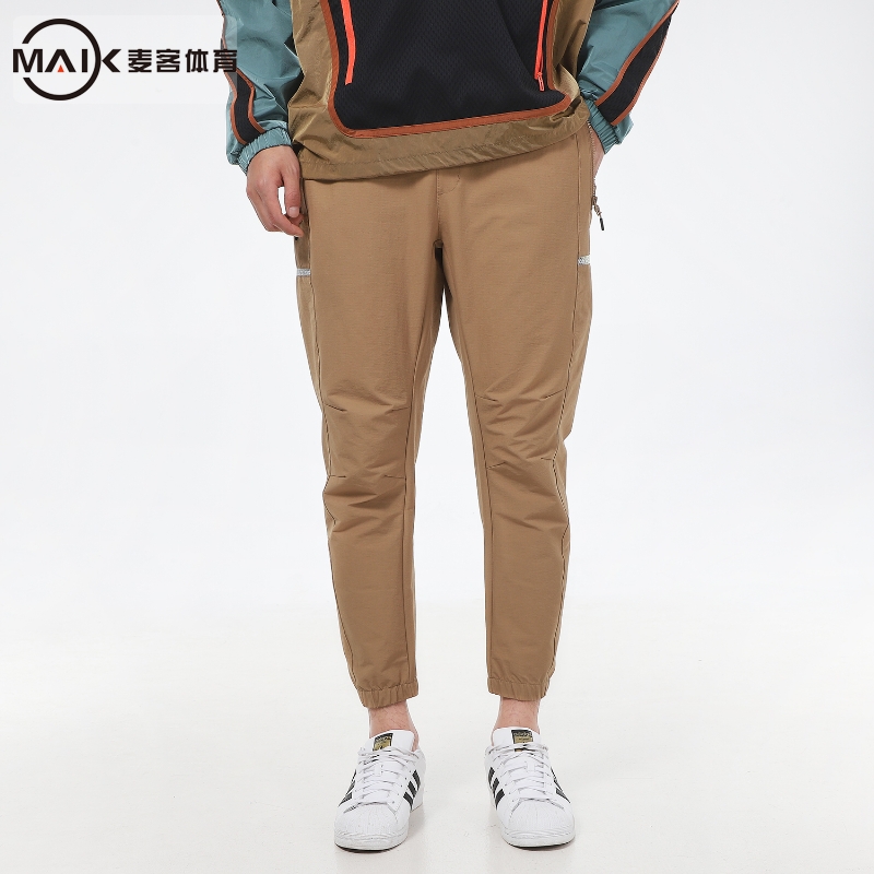 Adidas运动风男士束脚裤休闲长裤松紧腰抽绳收口卡其色GP0959 XH