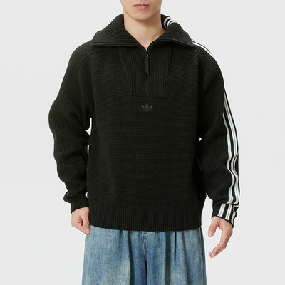 阿迪达斯三叶草半拉链毛衣男女装26春套头线衫休闲运动服KS5340