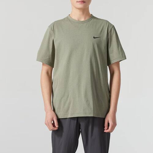 Nike耐克男士军绿色圆领短袖T恤棉质正肩运动休闲上衣DV9840-320